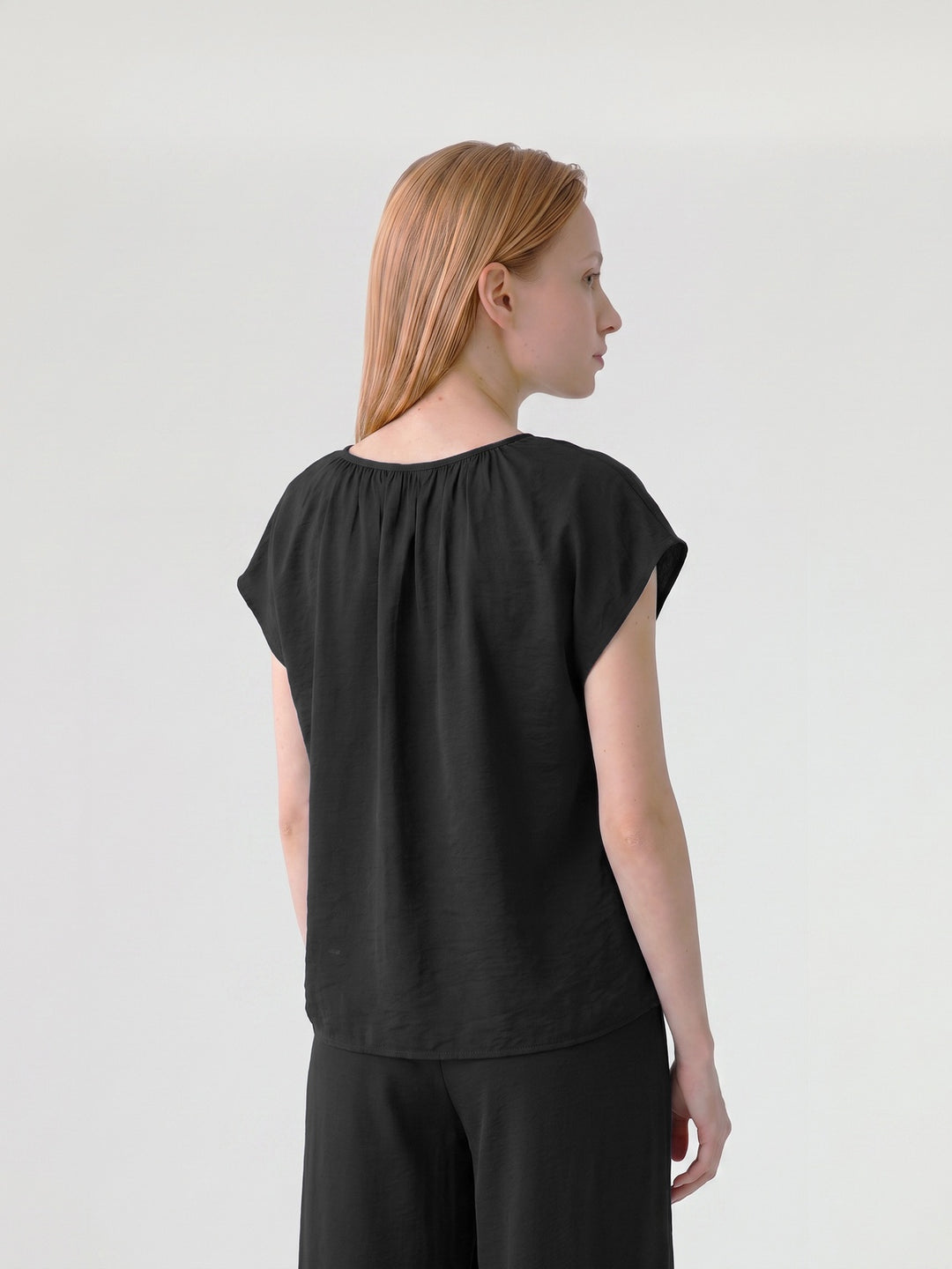 Blusa Mujer Diana Cuello Recogido Negro Ludovica
