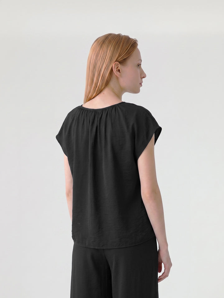 Blusa Mujer Diana Cuello Recogido Negro Ludovica