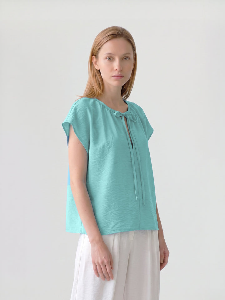 Blusa Mujer Diana Cuello Recogido Turquesa Ludovica
