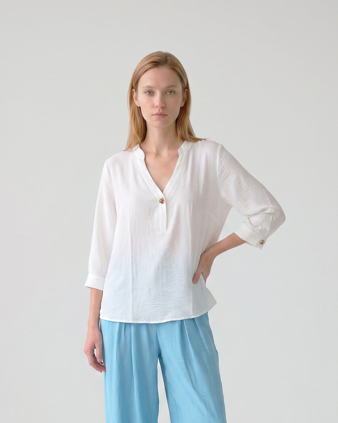 Blusa Mujer Teresa Manga Globo Blanco Ludovica