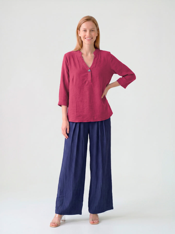 Blusa Mujer Teresa Manga Globo Granate Ludovica