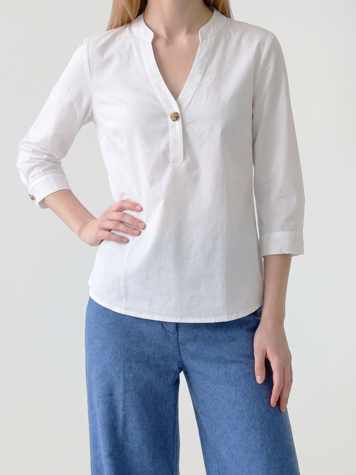 Blusa Mujer Rita con Dije Blanco Ludovica