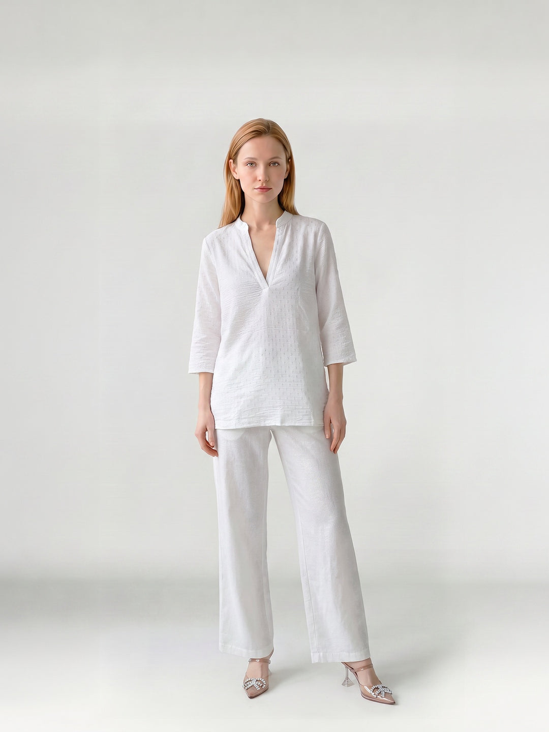 Blusa Mujer Lidia Cuello Camisero Blanco Ludovica