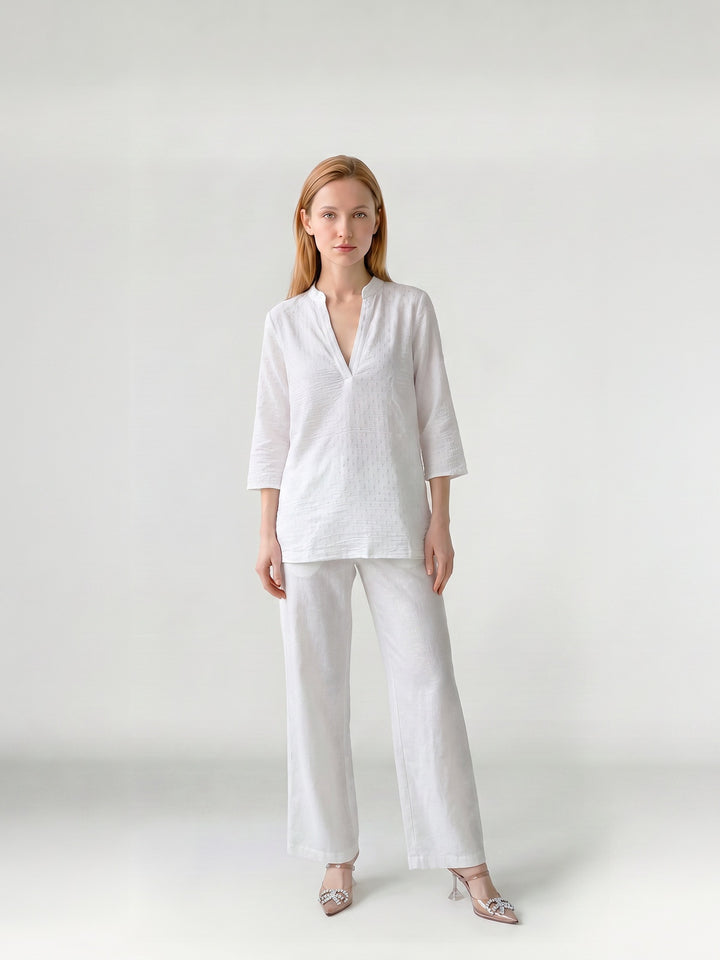 Blusa Mujer Lidia Cuello Camisero Blanco Ludovica