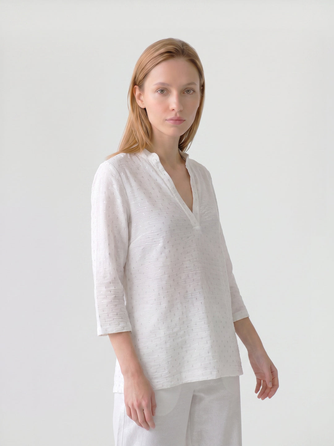 Blusa Mujer Lidia Cuello Camisero Blanco Ludovica