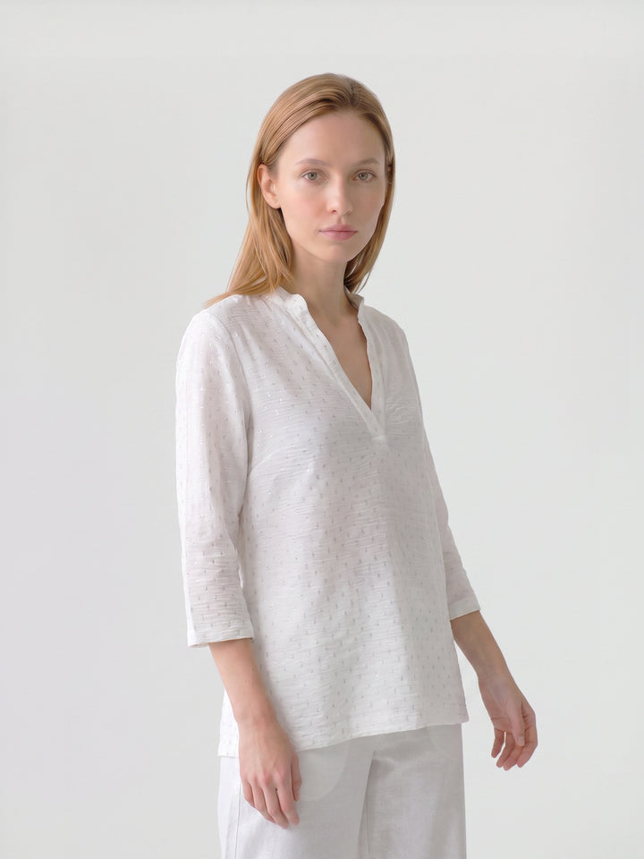 Blusa Mujer Lidia Cuello Camisero Blanco Ludovica