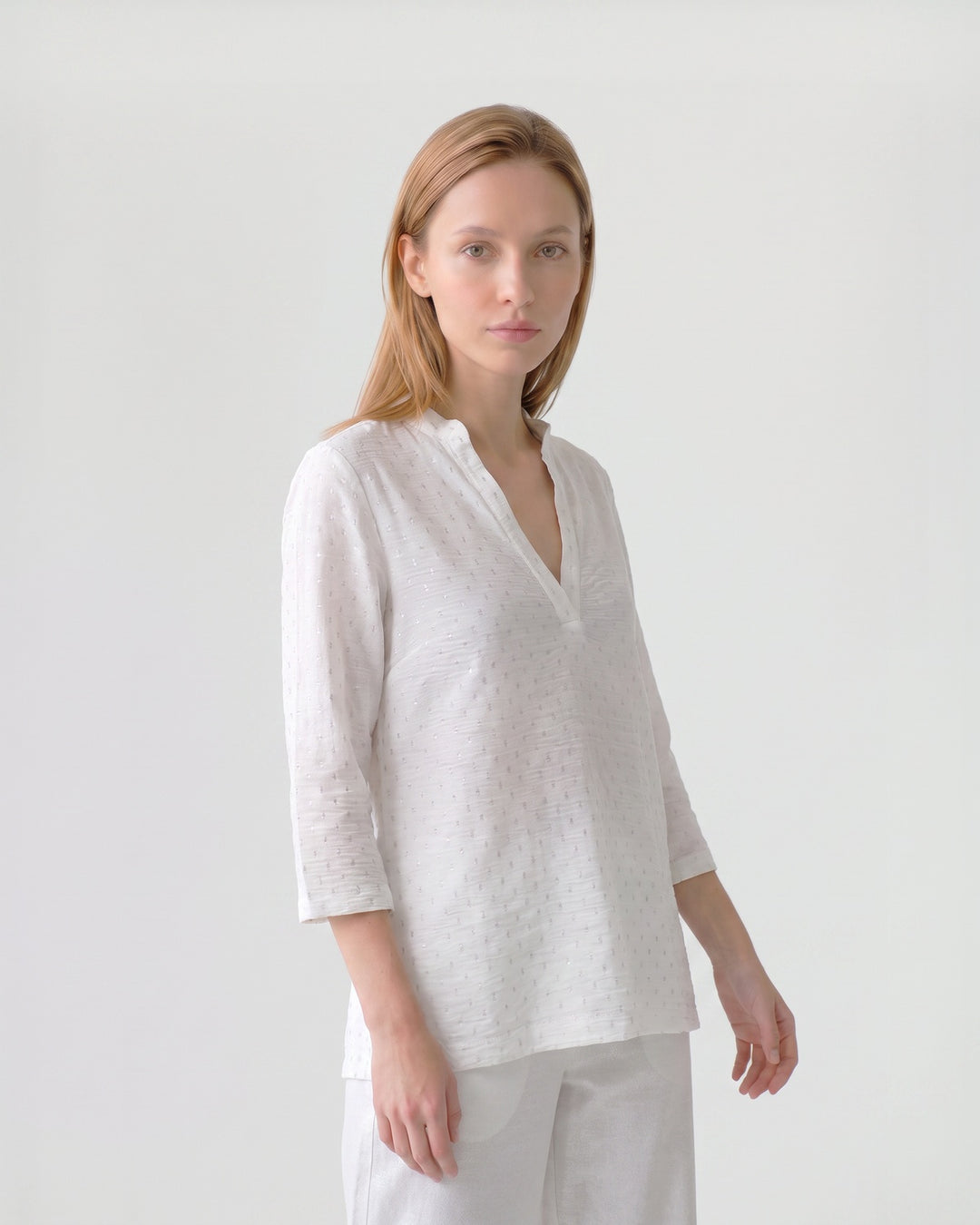 Blusa Mujer Lidia Cuello Camisero Blanco Ludovica