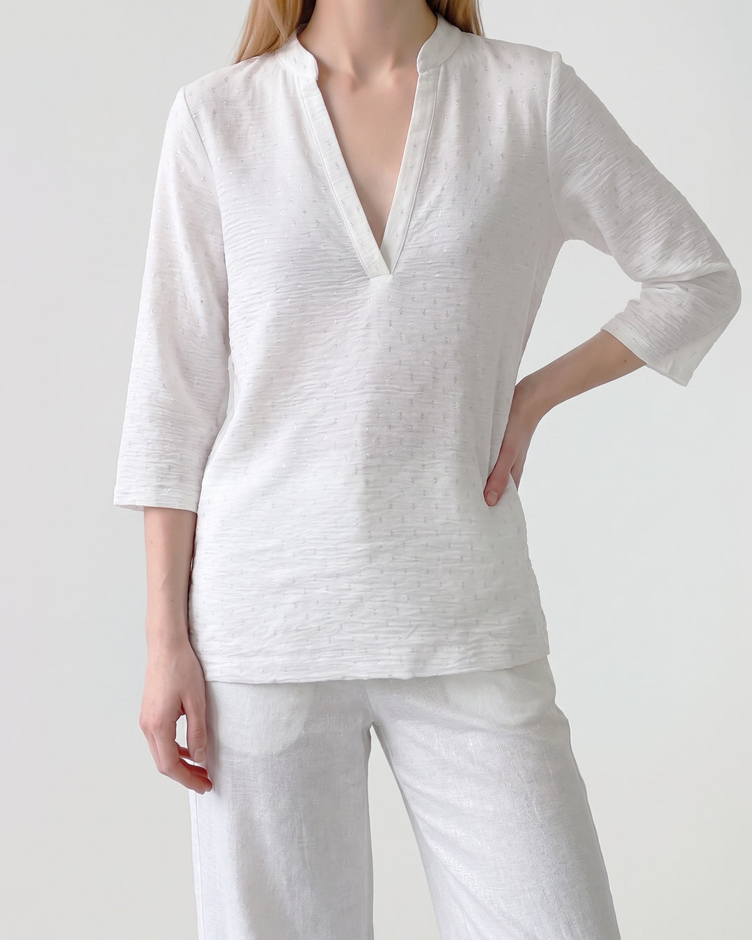 Blusa Mujer Lidia Cuello Camisero Blanco Ludovica
