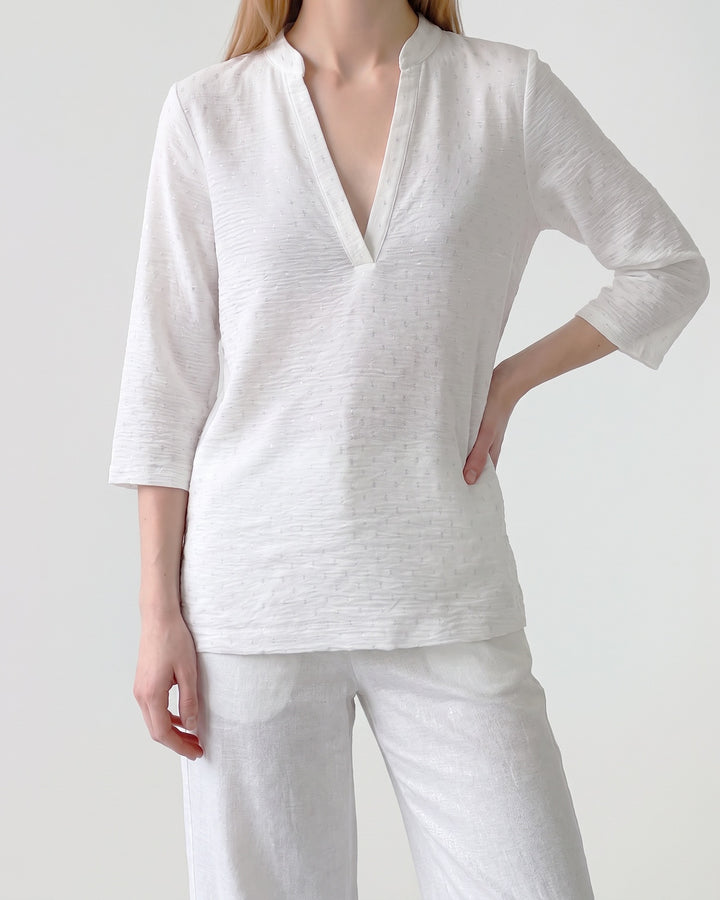 Blusa Mujer Lidia Cuello Camisero Blanco Ludovica