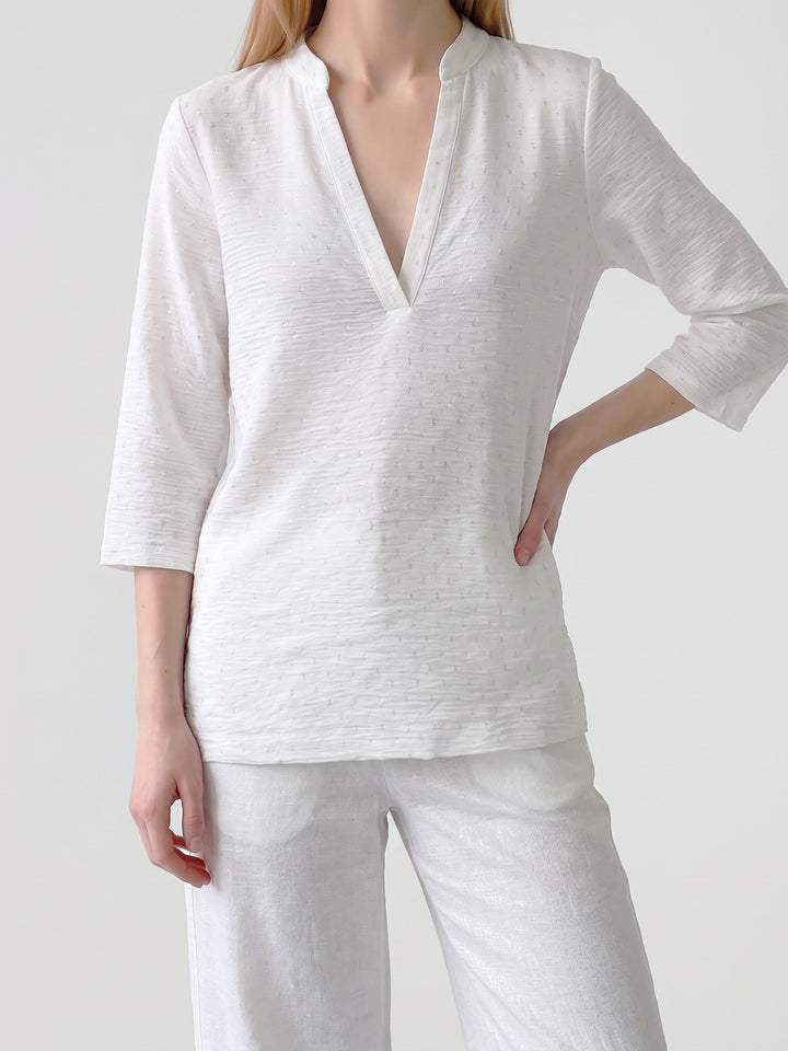 Blusa Mujer Lidia Cuello Camisero Blanco Ludovica
