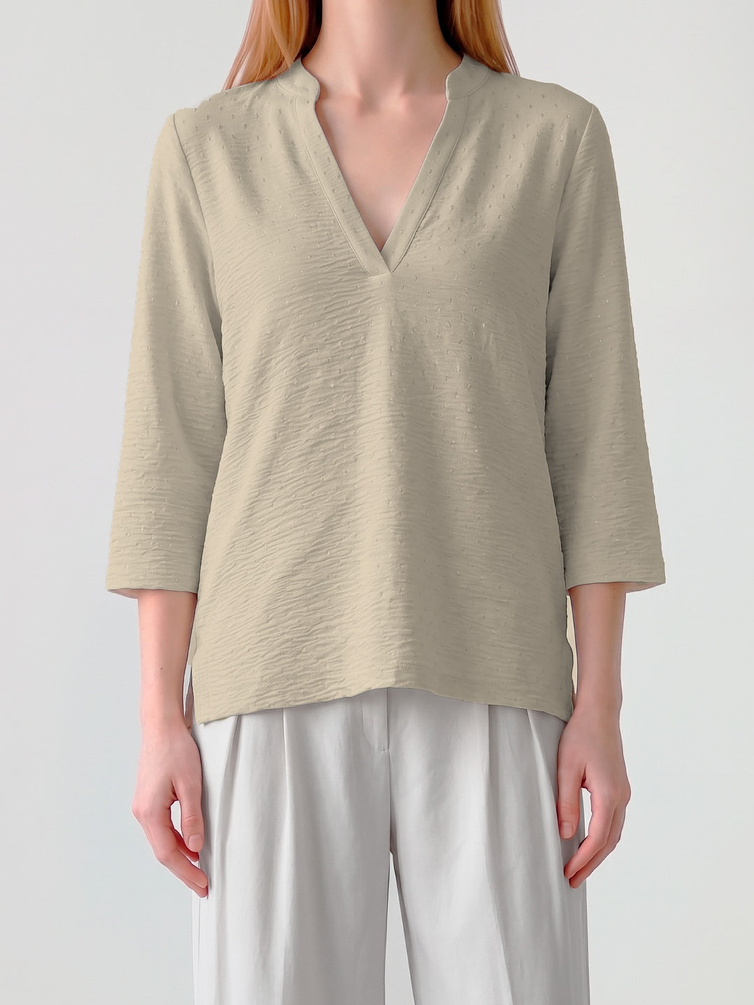 Blusa Mujer Lidia Cuello Camisero Beige Ludovica