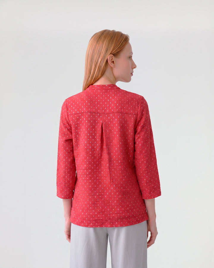 Blusa Mujer Lidia Cuello Camisero Rojo Ludovica