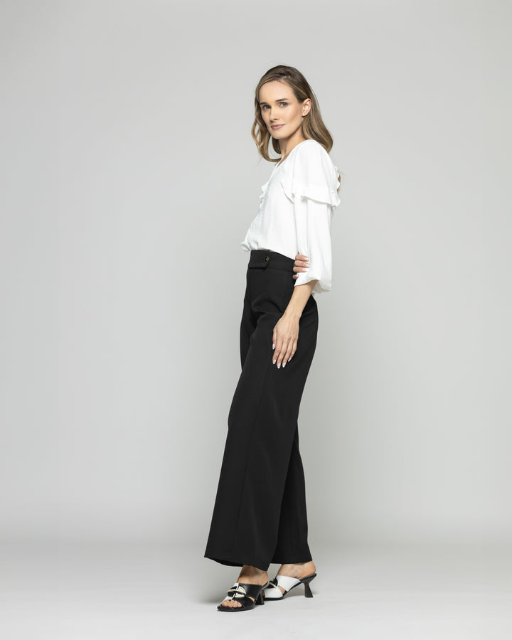 Blusa Mujer Eucomis Escote V Volantes Mangas 3/4 Blanca Crudo Ludovica
