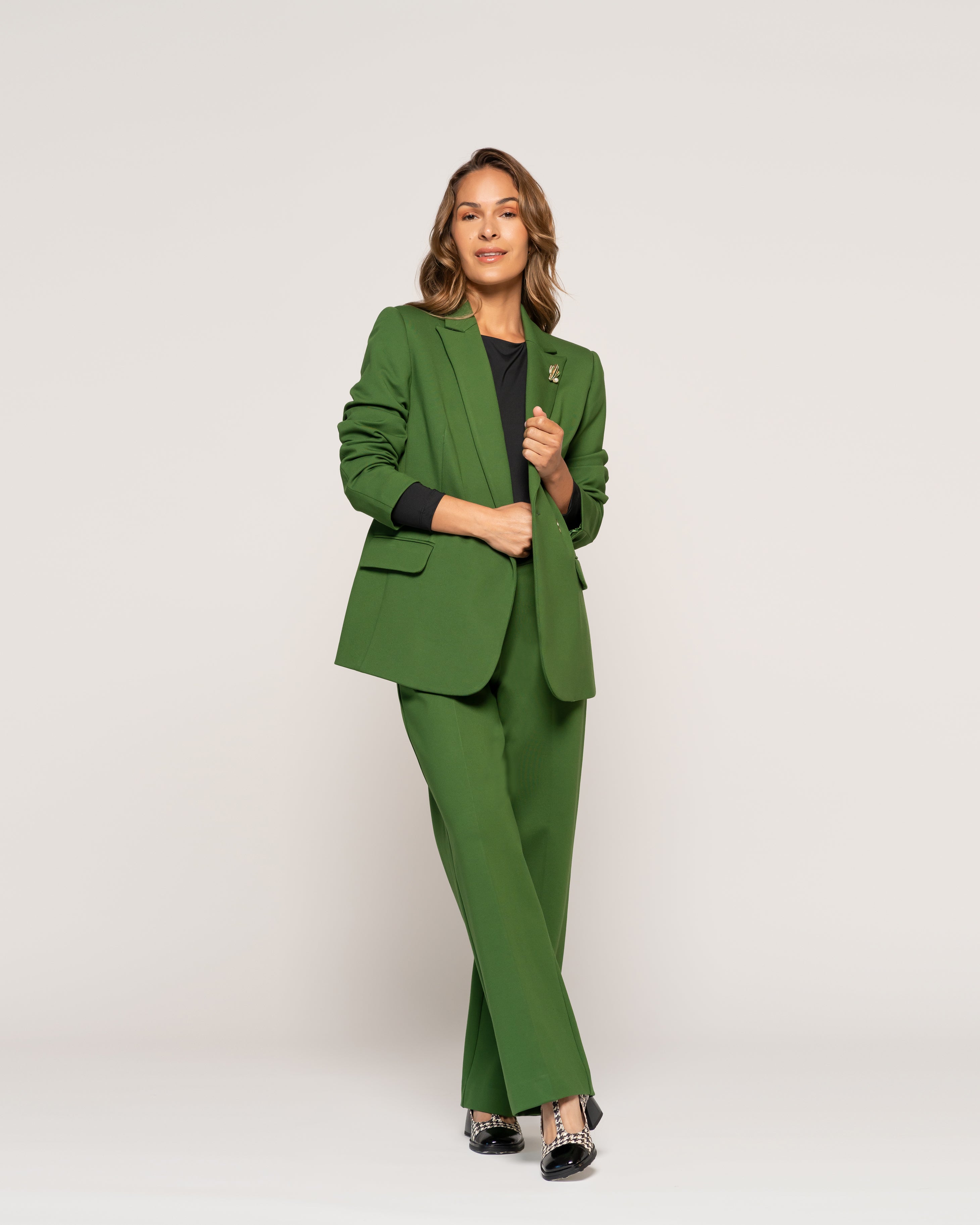 Blazer Melisa Verde Oversize Cruzado Con Solapa Ludovica