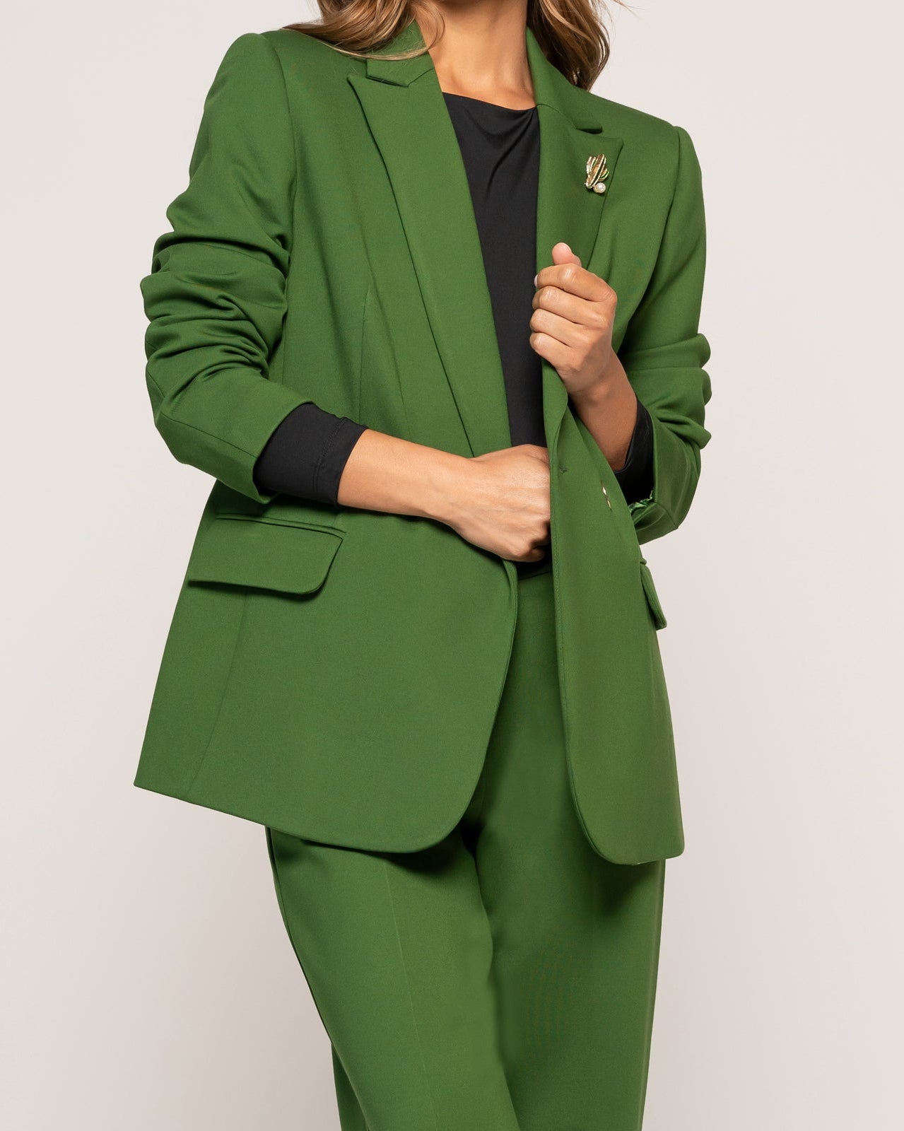 新品MASTERS COLLECTION ジャケット レディースSM　グリーン Blazer Melisa Verde Oversize Cruzado Con Solapa Ludovica