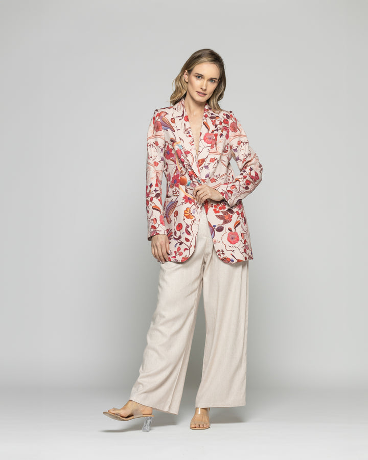 Blazer Mujer Heliconia Clásico Estampado Floral Multicolor Ludovica