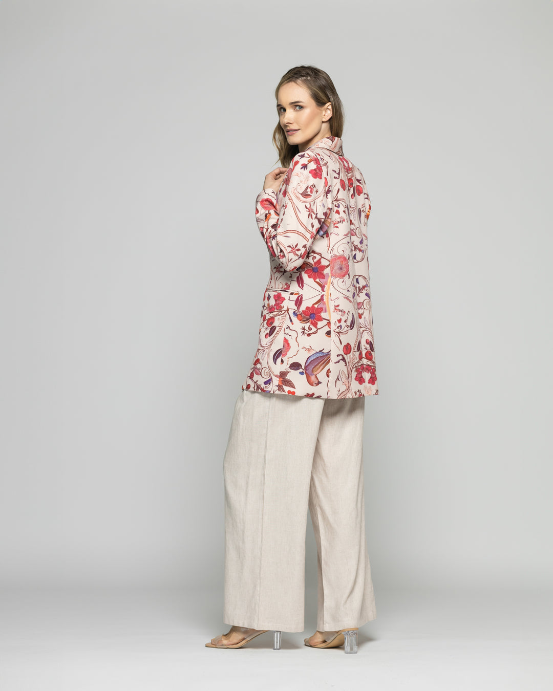 Blazer Mujer Heliconia Clásico Estampado Floral Multicolor Ludovica
