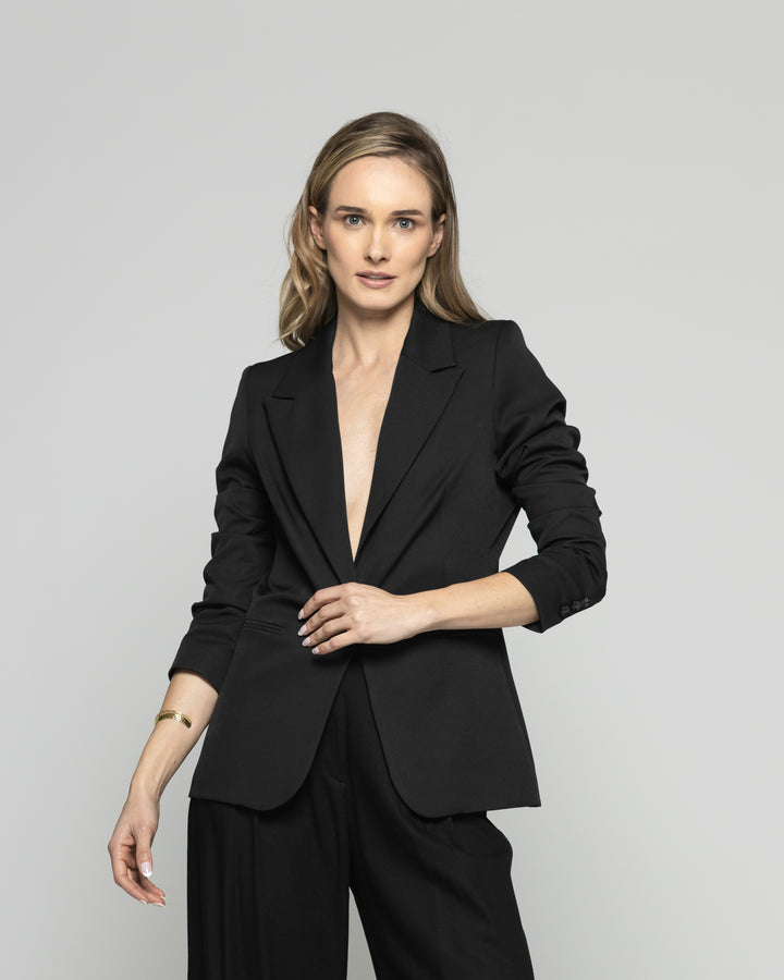 Blazer Mujer Magnolia Clásico Liso Negro Ludovica