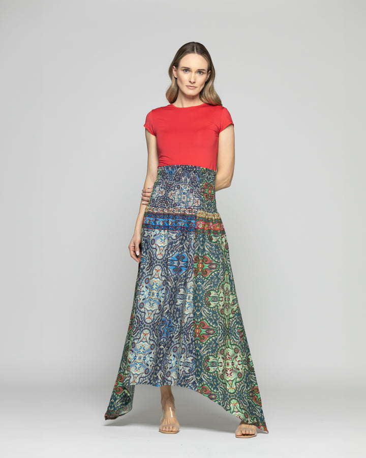 Falda Vestido Mujer Jacinto Diseño Bohemio Verde Ludovica