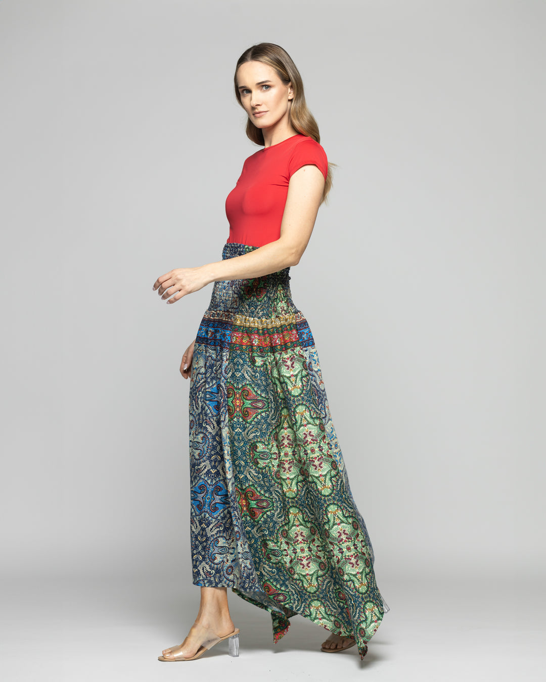 Falda Vestido Mujer Jacinto Diseño Bohemio Verde Ludovica