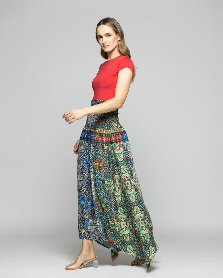Falda Vestido Mujer Jacinto Diseño Bohemio Verde Ludovica
