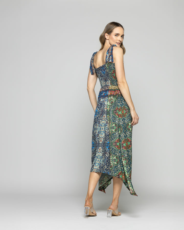 Falda Vestido Mujer Jacinto Diseño Bohemio Verde Ludovica