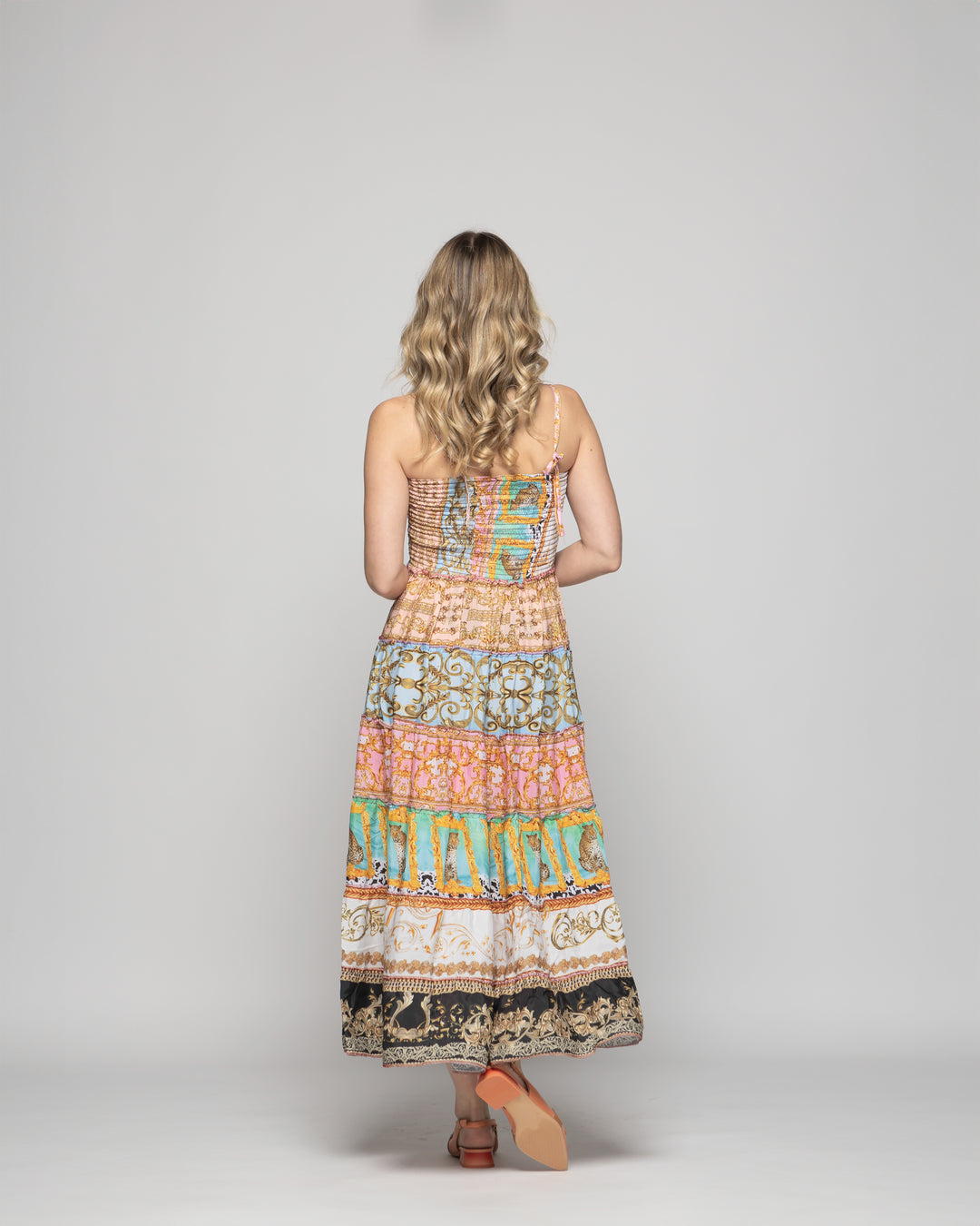 Falda Vestido Mujer Estampado Patchwork Bohemio Multicolor Kalmia