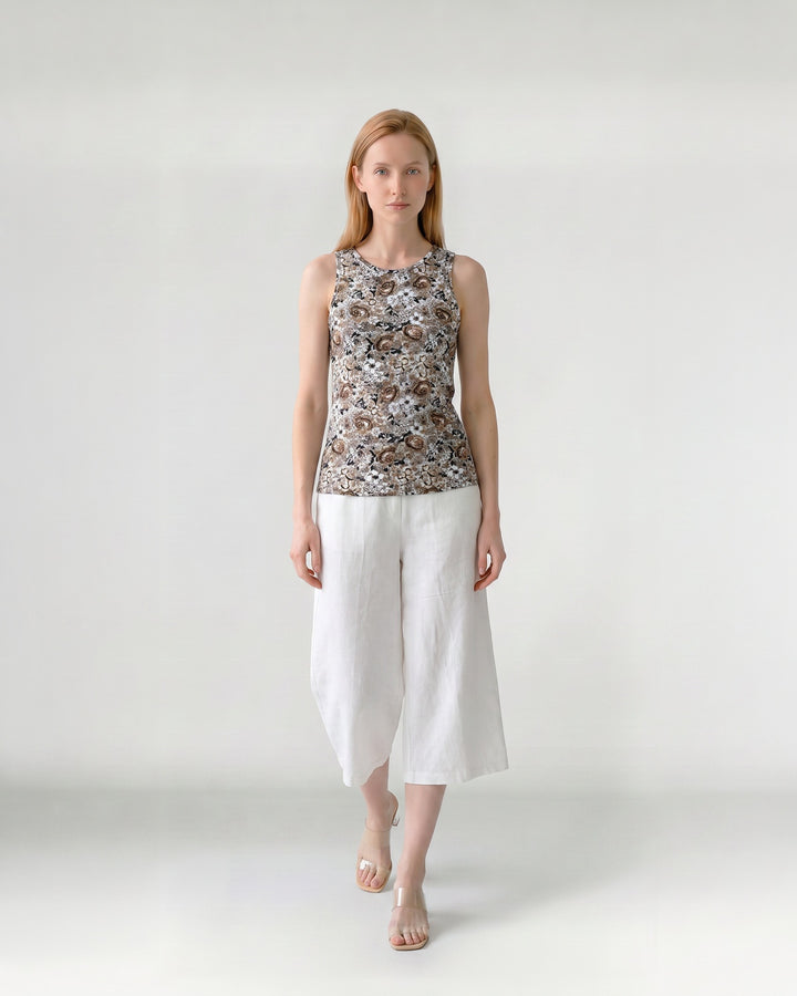 Polera Mujer Fiorella Estampada Arena Ludovica
