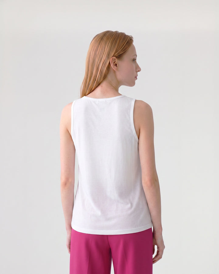 Polera Mujer Pía Escote V Blanco Ludovica