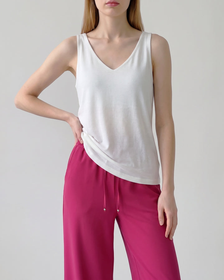 Polera Mujer Pía Escote V Blanco Ludovica