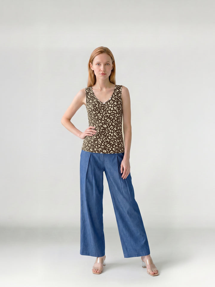 Polera Mujer Fabiana Estampada Chocolate Ludovica