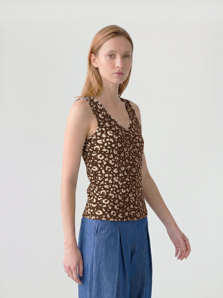 Polera Mujer Fabiana Estampada Chocolate Ludovica