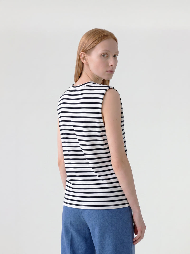 Polera Mujer Luciana Listado Azul Ludovica