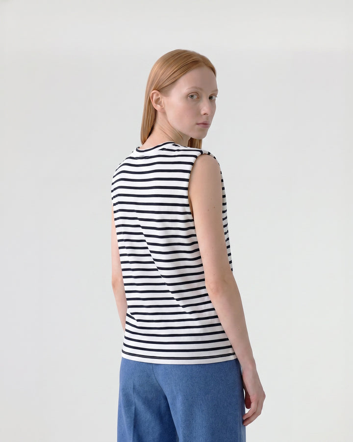 Polera Mujer Luciana Listado Azul Ludovica
