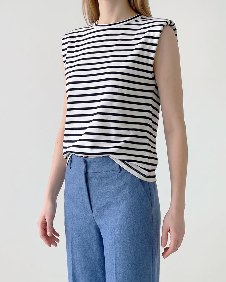 Polera Mujer Luciana Listado Azul Ludovica