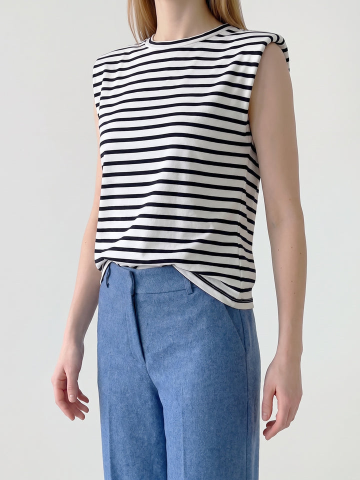 Polera Mujer Luciana Listado Azul Ludovica