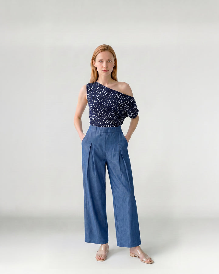 Polera Mujer Viviana Asimétrica Azul Ludovica