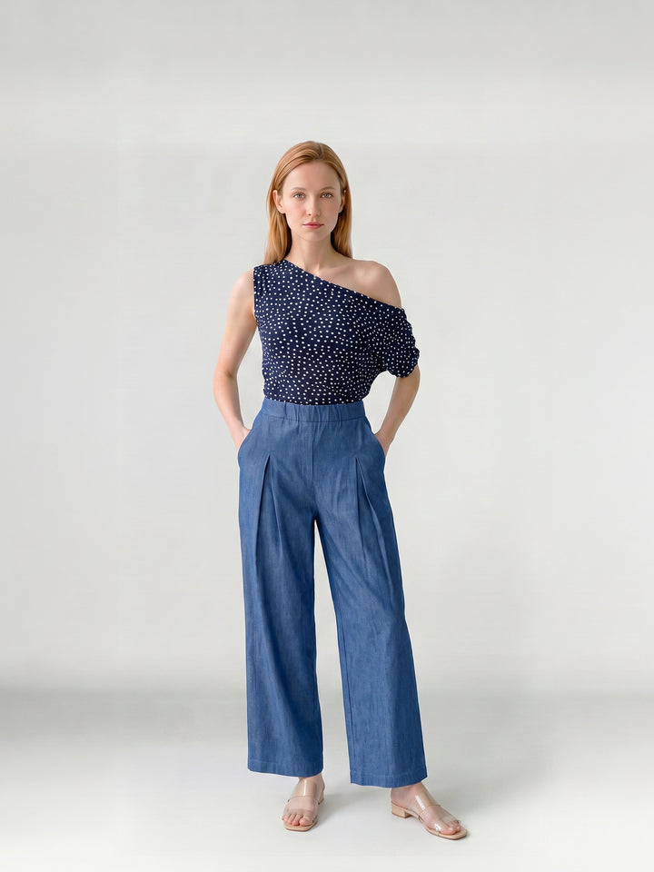 Polera Mujer Viviana Asimétrica Azul Ludovica