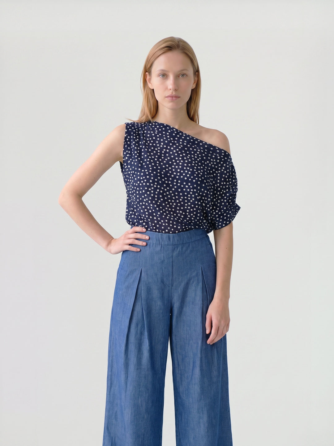Polera Mujer Viviana Asimétrica Azul Ludovica