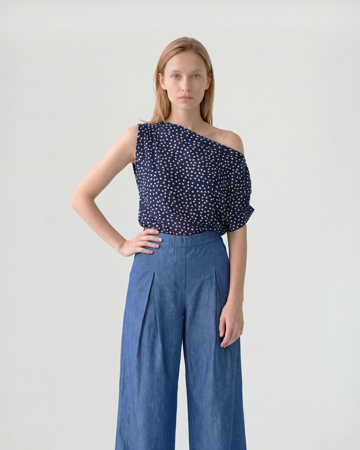 Polera Mujer Viviana Asimétrica Azul Ludovica