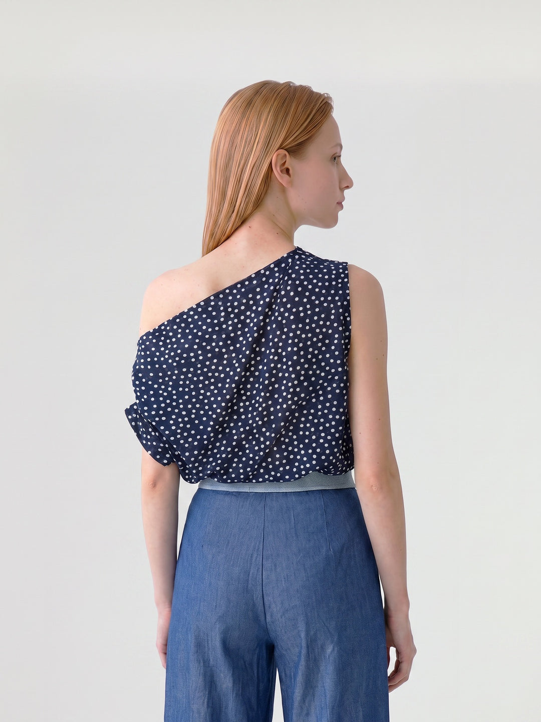 Polera Mujer Viviana Asimétrica Azul Ludovica