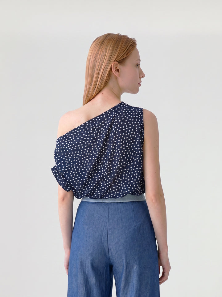 Polera Mujer Viviana Asimétrica Azul Ludovica