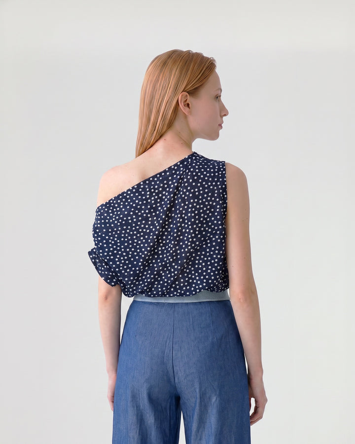 Polera Mujer Viviana Asimétrica Azul Ludovica