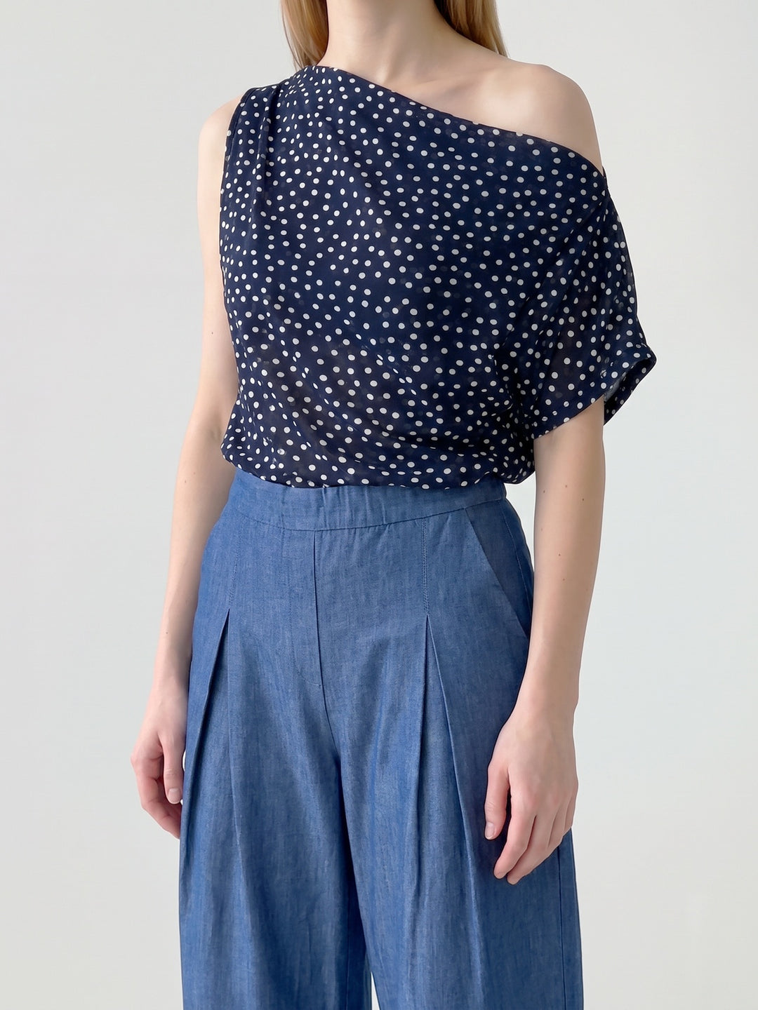 Polera Mujer Viviana Asimétrica Azul Ludovica
