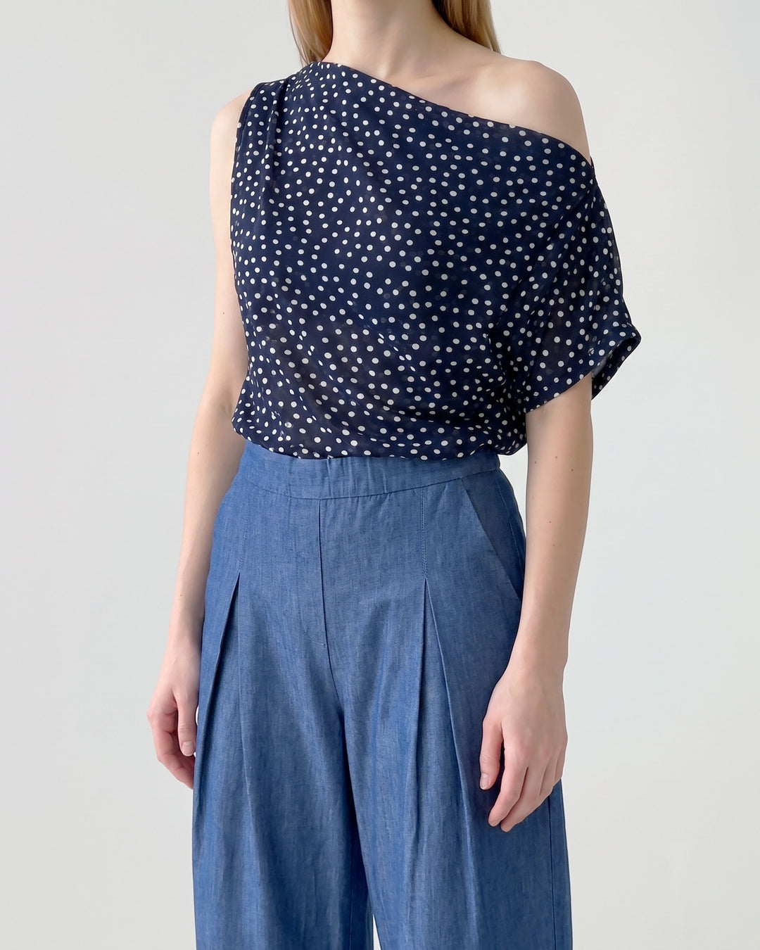 Polera Mujer Viviana Asimétrica Azul Ludovica
