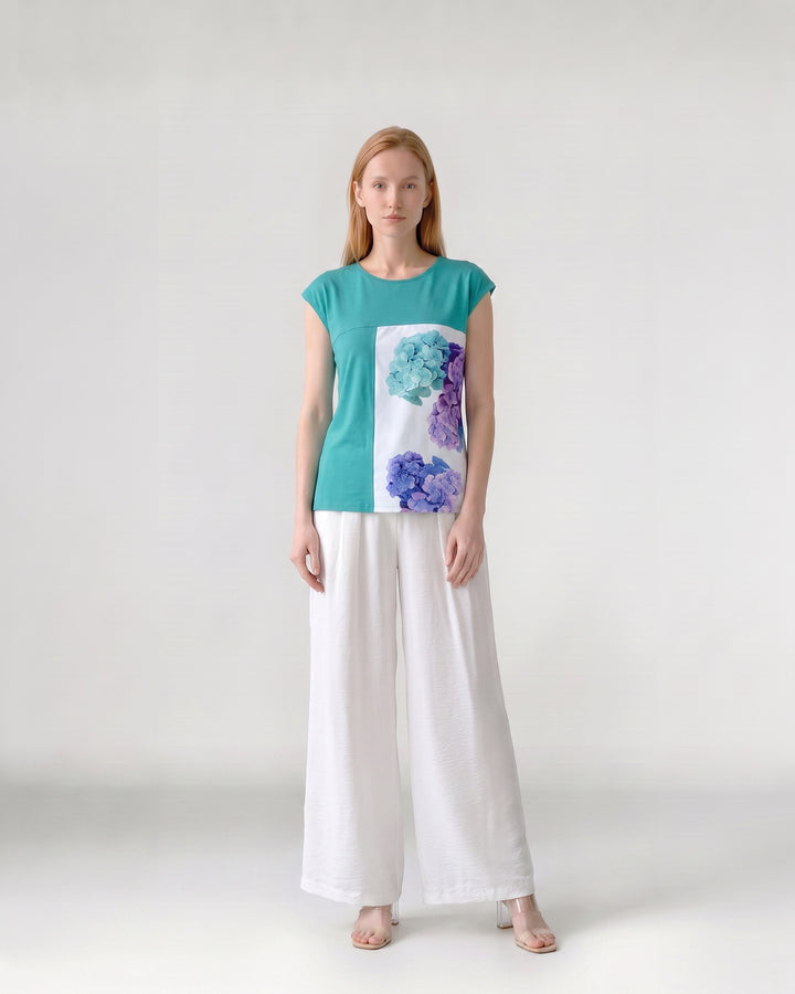 Polera Mujer Flavia Estampado Frontal Esmeralda Ludovica