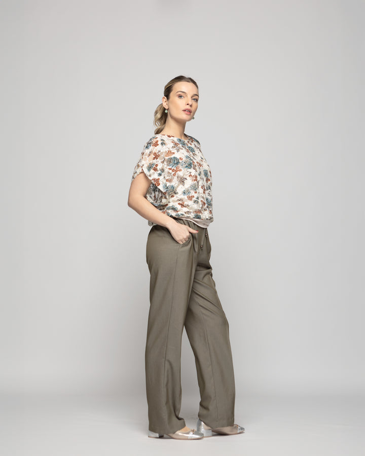 Polera Nigella Manga Caída Encaje Floral Blanco Crema Ludovica