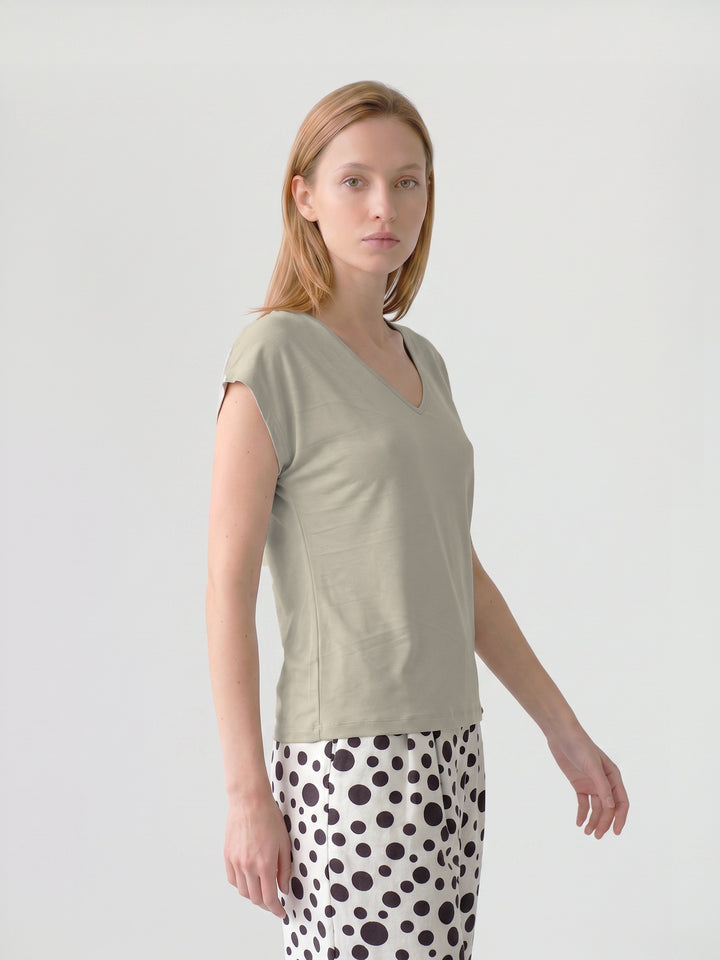 Polera Mujer Luigina Escote V Sand Ludovica