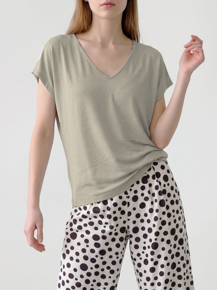 Polera Mujer Luigina Escote V Sand Ludovica