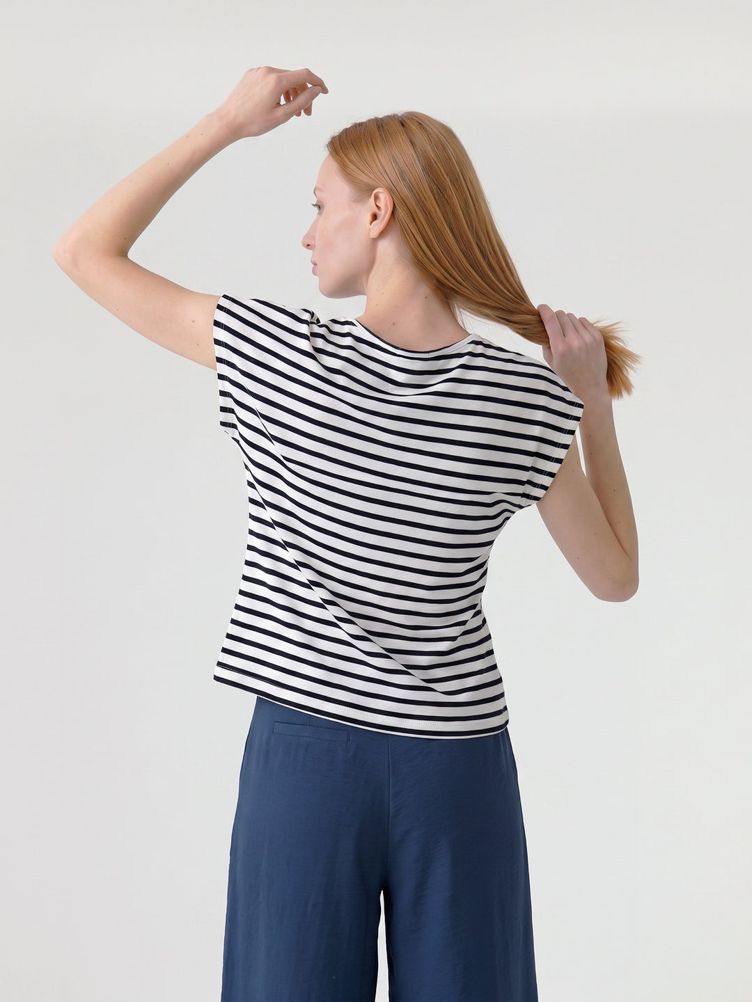 Polera Mujer Romina a Rayas Listado Azul Ludovica